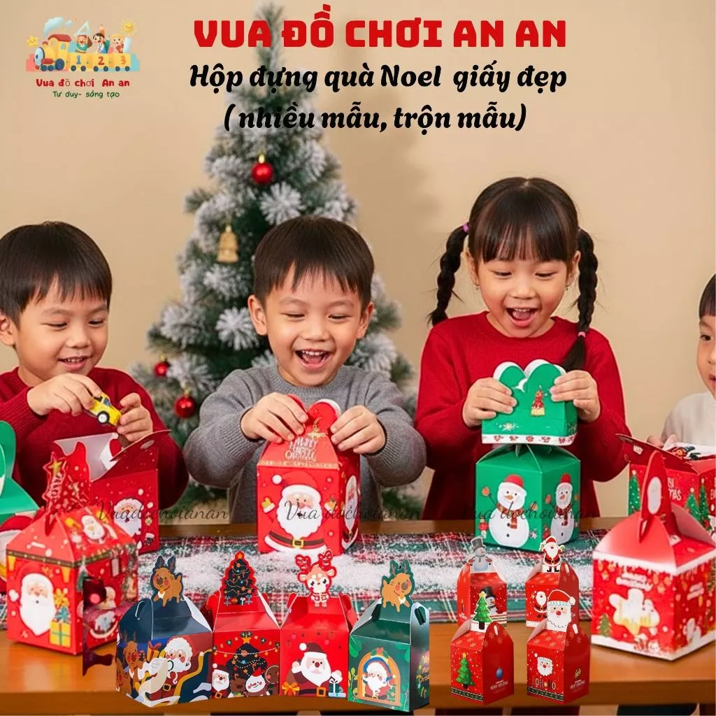 Combo 20 Hộp Quà Noel Giấy Trang Trí Quà Noel Cho Bé Nhiều Mẫu Hộp Noel