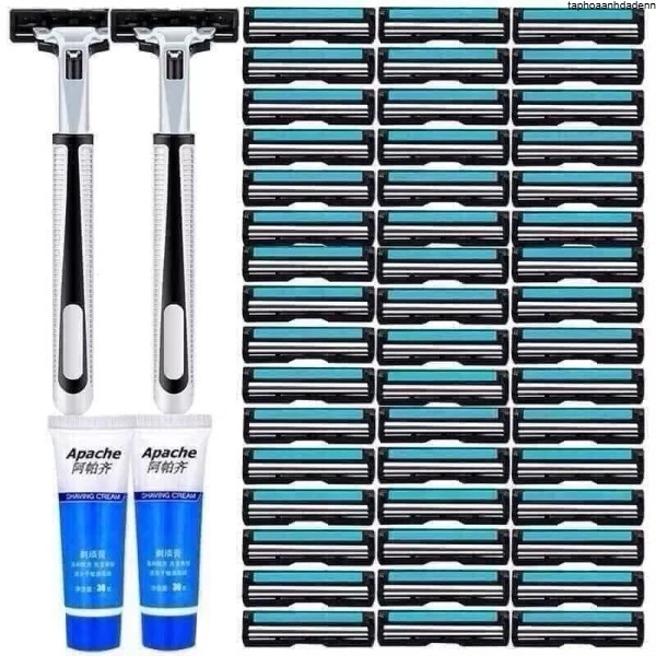 Combo Dao Cạo Râu 72 Lưỡi + 2 cán Dao Tặng 2 Lọ Gel Làm Mềm Râu và Hộp Nhựa Đựng Cán