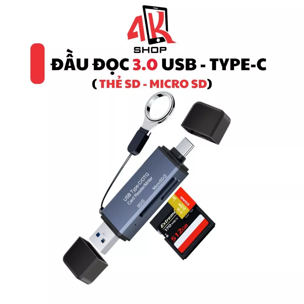 Đọc thẻ nhớ SD MicroSD TF đa năng tốc độ cao xanh lam