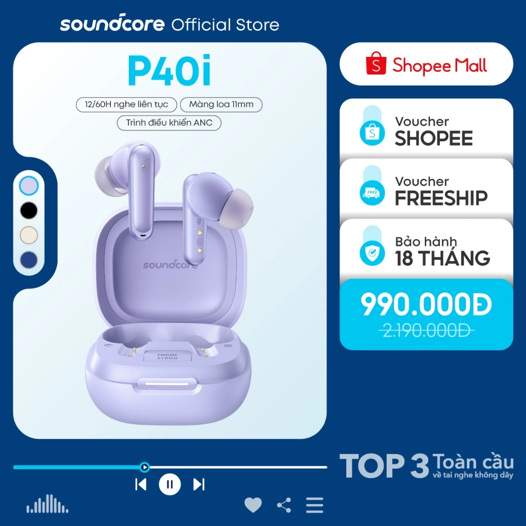 Tai nghe không dây soundcore P40i | Chống ồn chủ động ANC | Pin siêu khủng | Đàm thoại vượt trội | Tích hợp phiên dịch