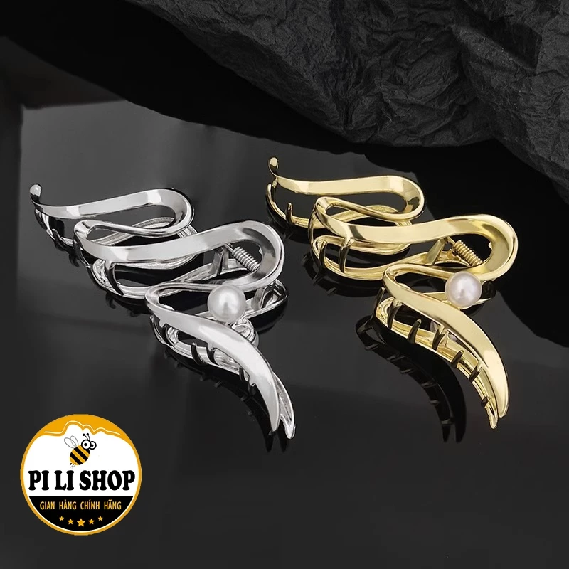 Combo 3 Kẹp Cá Mập Kim Loại Đính Ngọc Thời Trang, Kẹp Tóc Nữ Sang Chảnh Làm Nhiều Kiểu Tóc Đi Tiệc
