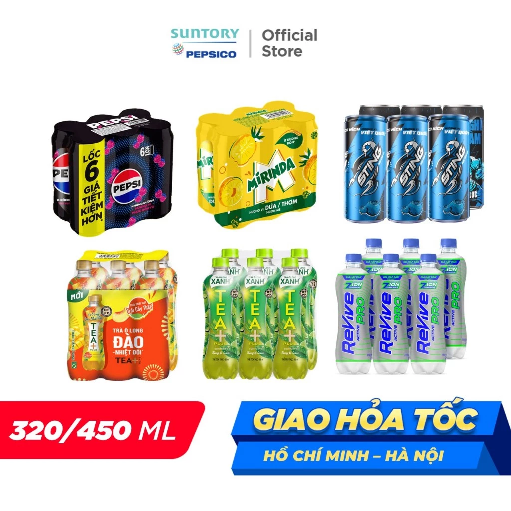 [Giao Siêu Tốc] Lốc 6 Nước giải khát đủ loại (Trà, Nước Tăng Lực, Nước ngọt Có Ga, Nước Điện Giải)