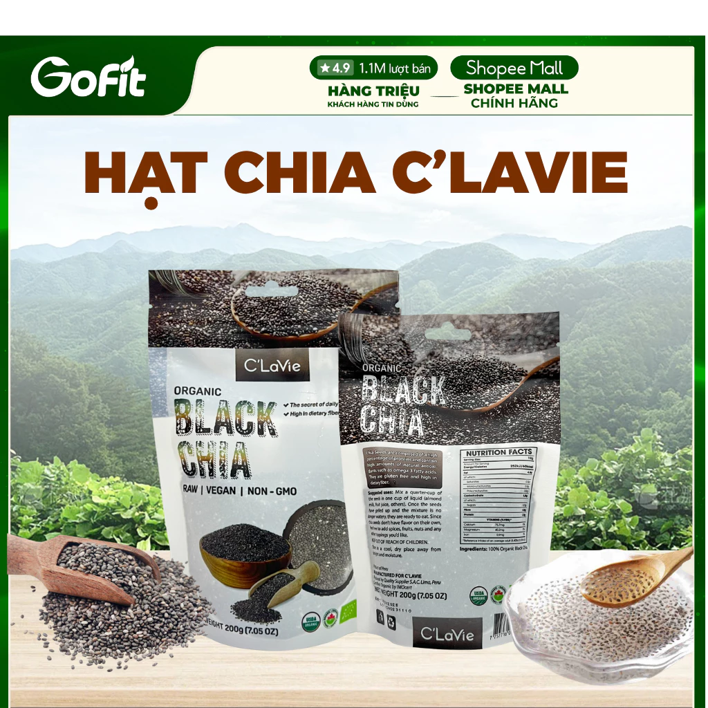HẠT CHIA HỮU CƠ C'LaVie 200g - Nhập khẩu chính ngạch, tự nhiên không biến đổi gen Clavie