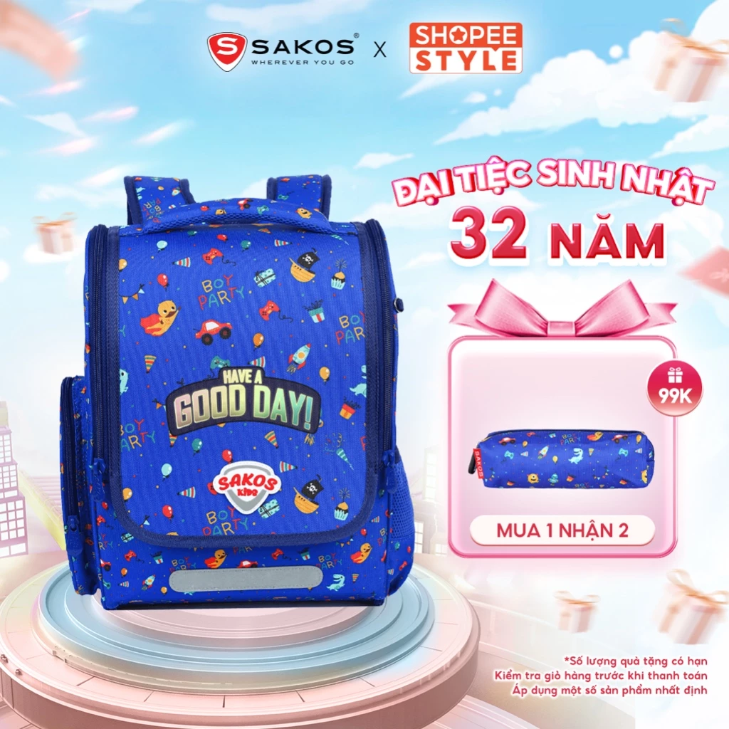Balo Học Sinh Thời Trang SAKOS KID JOLLY - Họa Tiết Dễ Thương, Siêu Nhẹ
