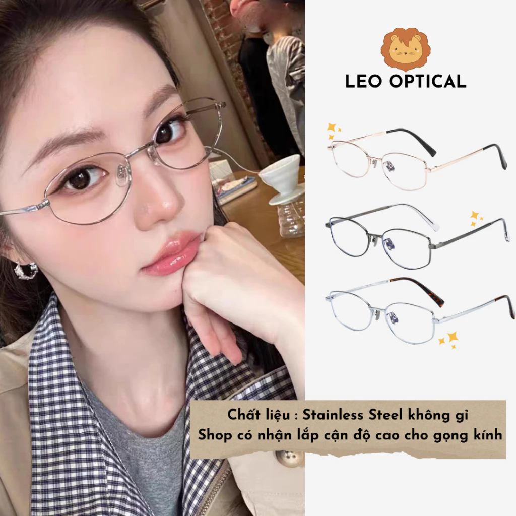 Kính kim loại titan nguyên chất siêu nhẹ lắp tròng cận độ cao LEO OPTICAL S93121