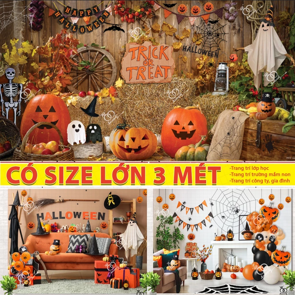 Phông nền trang trí ngày halloween backdrop decor halloween phông vải background halloween trang trí trường học mầm non