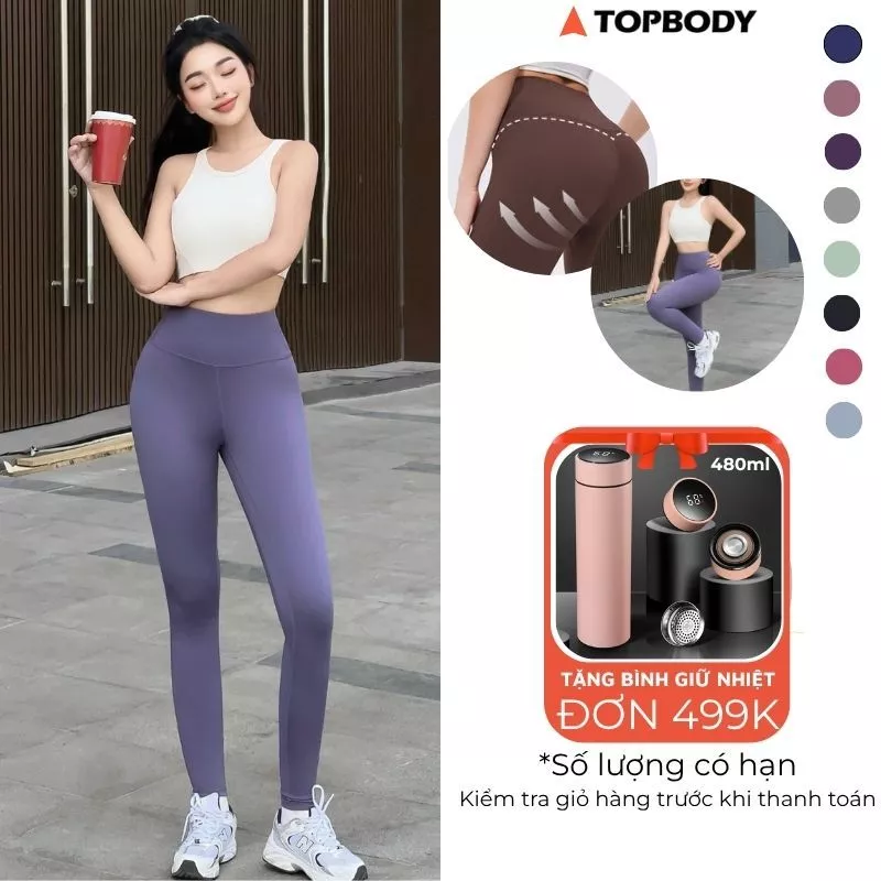 Quần Tập Yoga Gym Nữ TOPBODY Cạp Cao Siêu Nâng Mông Co Giãn 4 Chiều Ôm Dáng Thoáng Mát QUAYG01