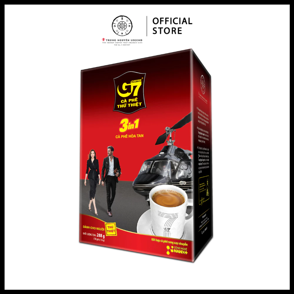 Trung Nguyên Legend - Cà phê sữa hòa tan G7 3in1 - Hộp 18 sticks x 16gr (gói dài)
