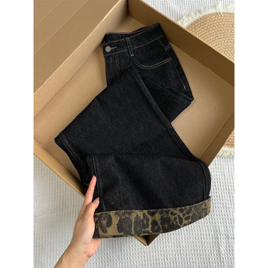 [2327] Quần Jean ống suông đậm cho nữ phối Da Beo chất jean mềm tone hack dáng dễ phối mix đồ