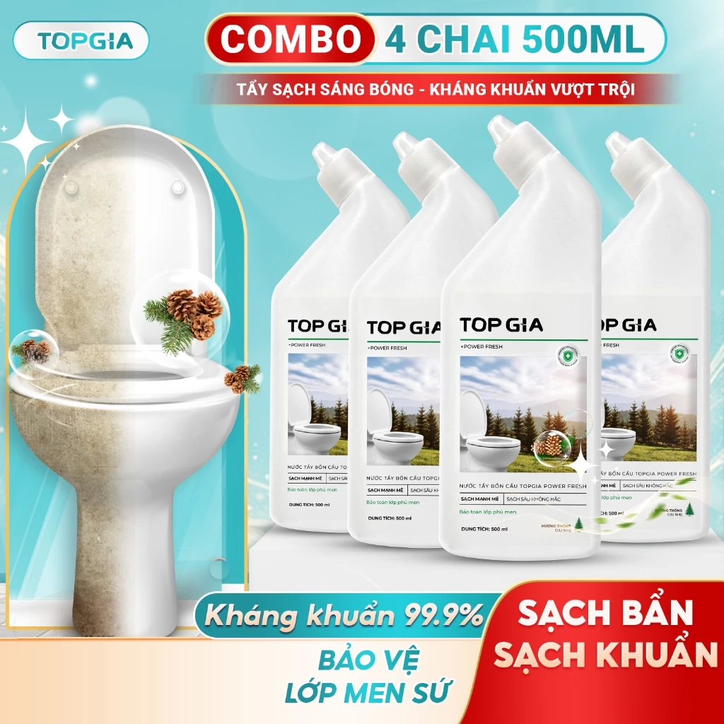 Nước tẩy bồn cầu TOPGIA siêu mạnh, đa năng, kháng khuẩn, khử mùi hương thông, giữ sạch lâu