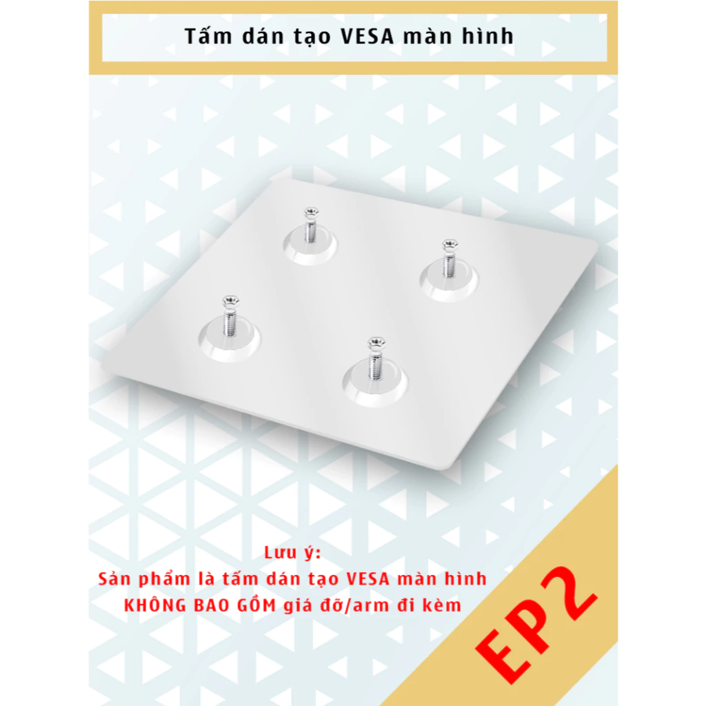EP2- Tấm dán tạo lỗ VESA cho Màn Hình # Sử dụng cho màn hình không có lỗ ốc  [Màn hình 17 - 27 Inch]