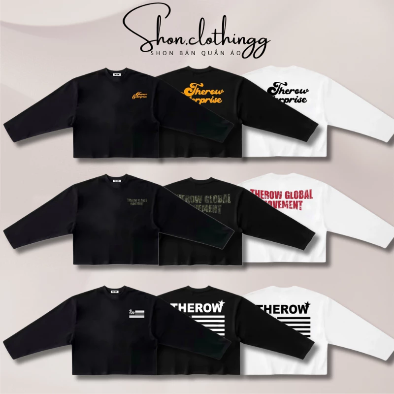 Áo Thun Tay Dài Long Sleeve Boxy THEROW 260gsm Form Rộng Cổ Tròn Unisex Nam Nữ Basic