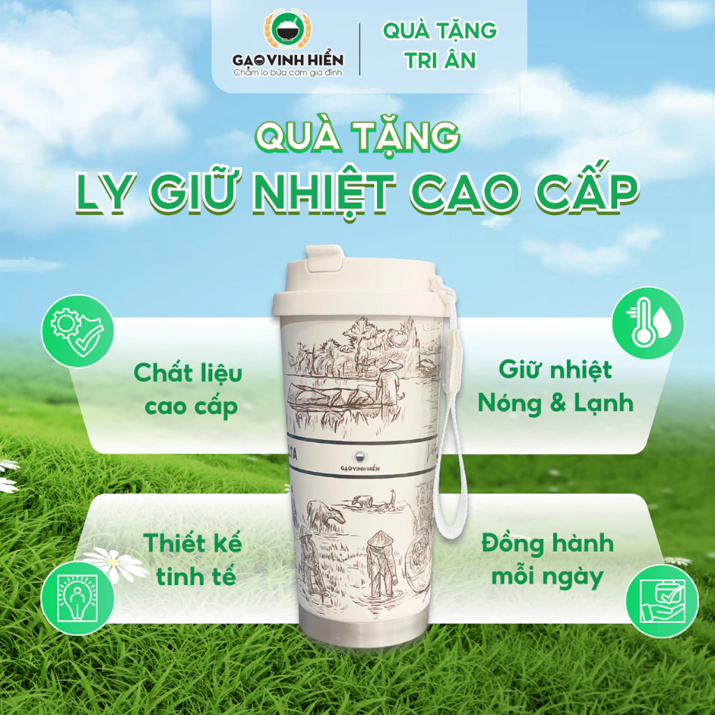 [QUÀ TẶNG] Ly Giữ Nhiệt Inox Cao Cấp Vinh Hiển 450ml - Cao cấp, in nổi, tiện dụng, hiện đại