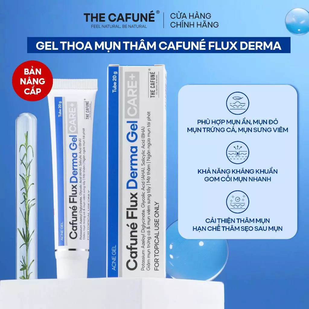 Gel Chấm Mụn Cafuné Flux Derma Gel Care+ 20g, Hỗ Trợ Giảm Mụn, Mờ Thâm, Ngăn Ngừa Mụn Tái Phát