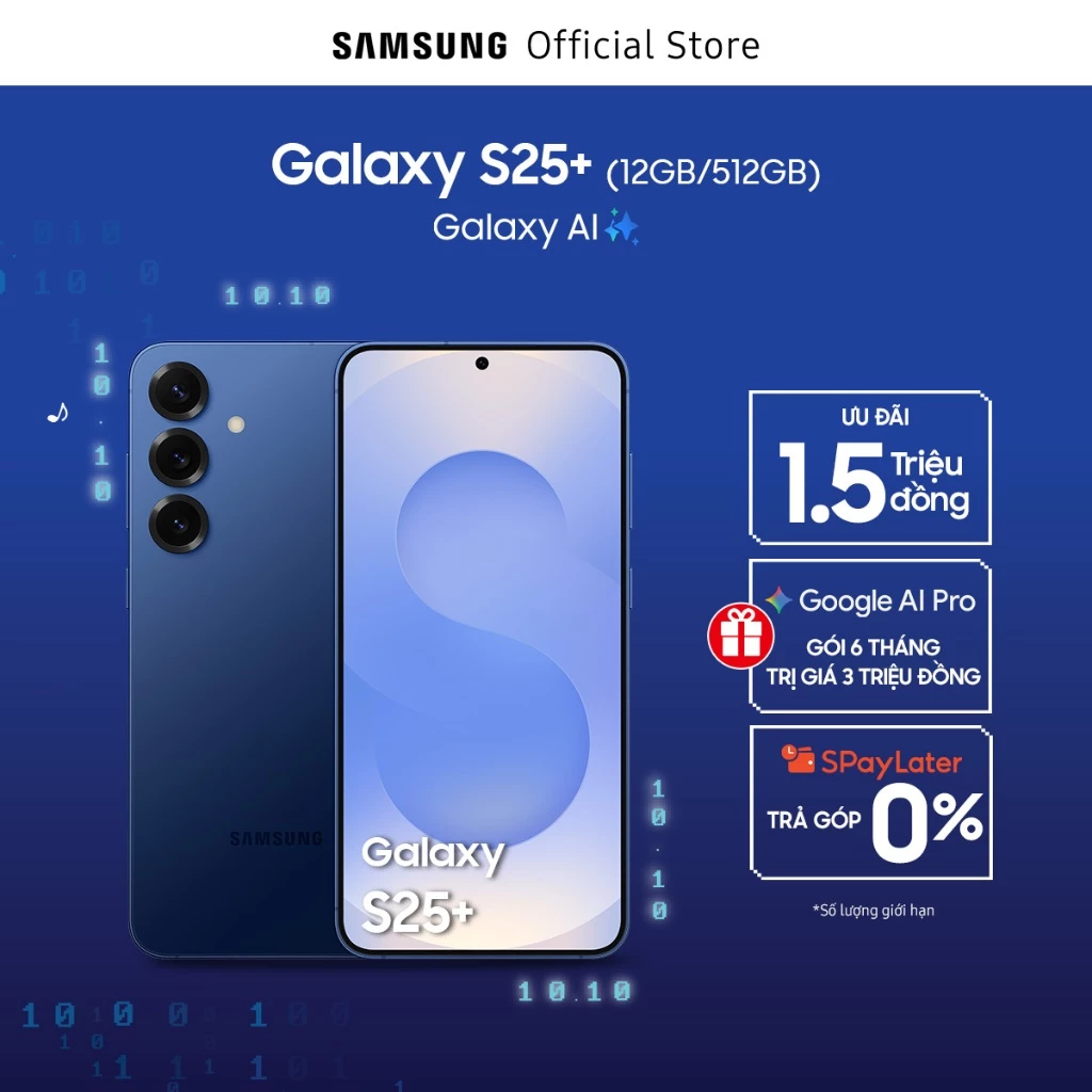 Điện thoại Samsung Galaxy S25+, Điện thoại AI, 512GB, Tìm kiếm thông minh, Video camera đêm Nightography,Chip Snapdragon