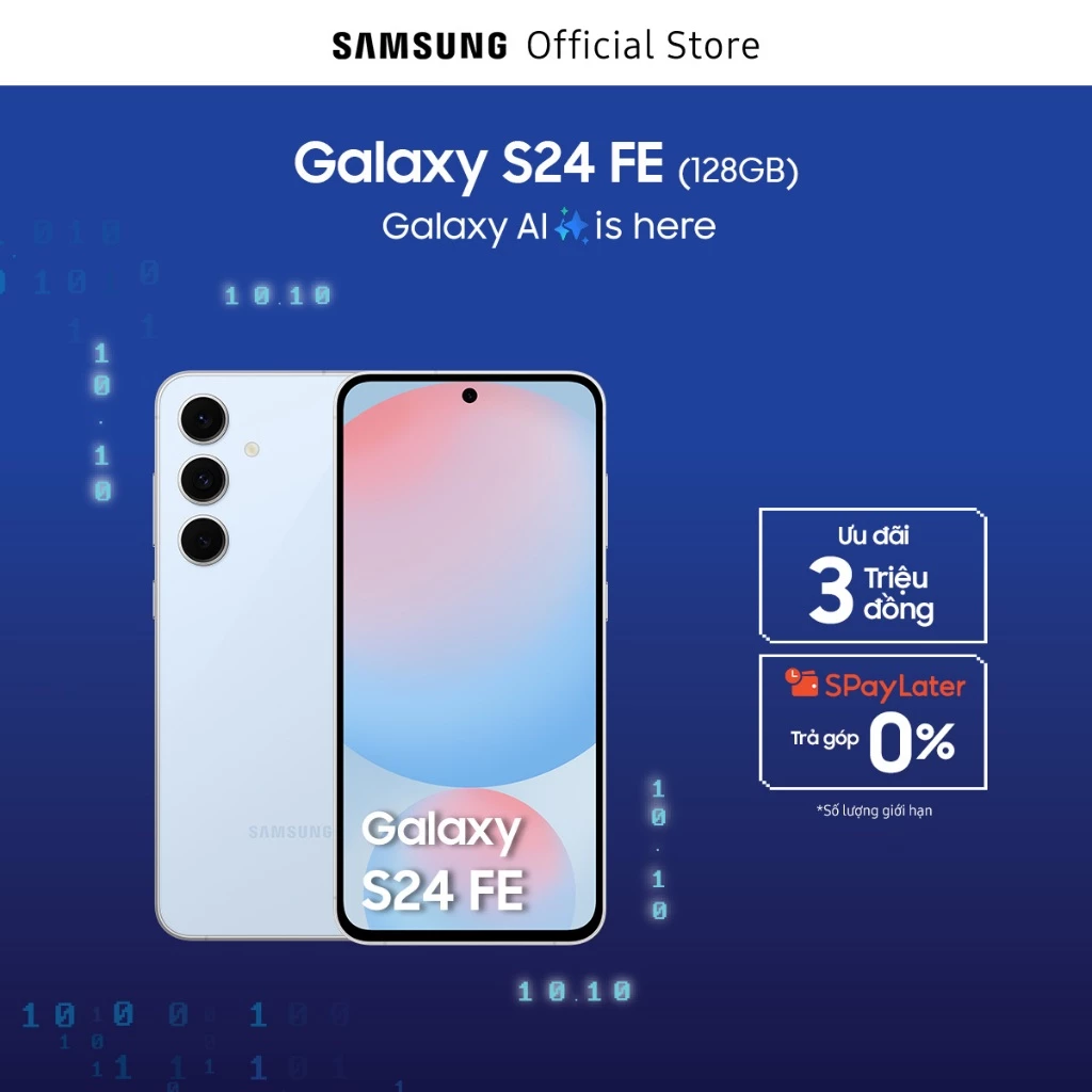 Điện thoại Samsung Galaxy S24 FE, điện thoại AI, màn hình 6.7\" 120Hz, chụp đêm Nightography, trợ lý chỉnh ảnh