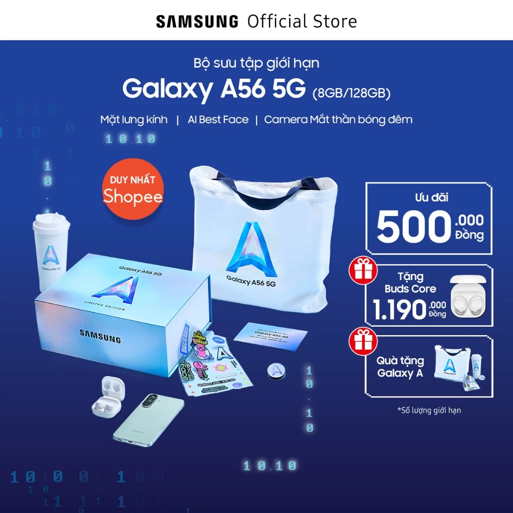 Combo Độc Quyền: ĐIện Thoại Samsung Galaxy A56 128GB + Tai nghe Samsung Galaxy Buds FE/Buds Core