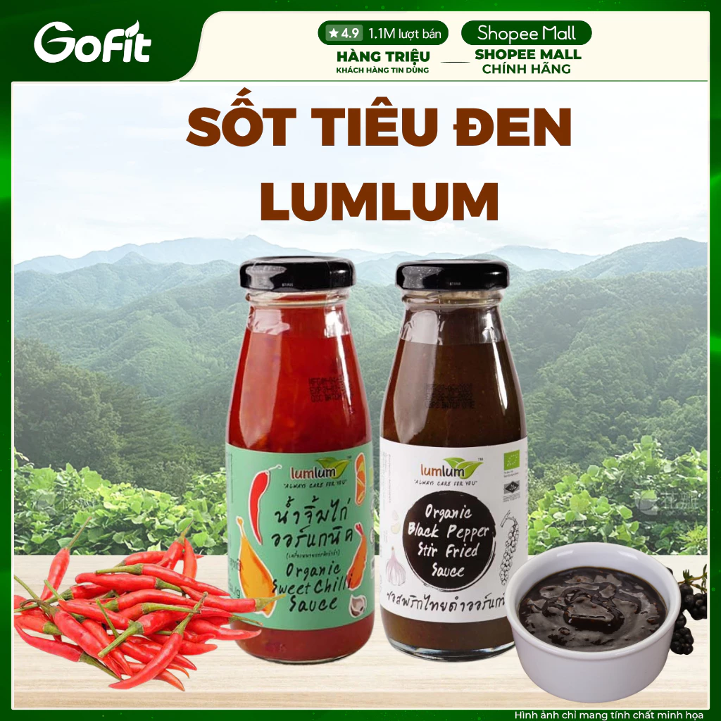 Sốt Tiêu Đen, Sốt Chua Ngọt Hữu Cơ LumLum 200ml