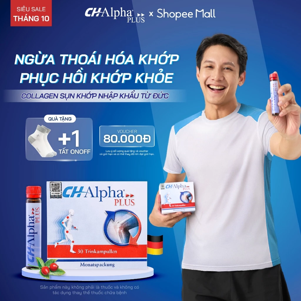 Collagen Sụn Khớp CH-Alpha PLUS Từ Đức - Ngăn Ngừa Thoái Hóa, Hỗ Trợ Tái Tạo Và Phục Hồi Khớp, Dạng Nước 1x30 ống*25ml