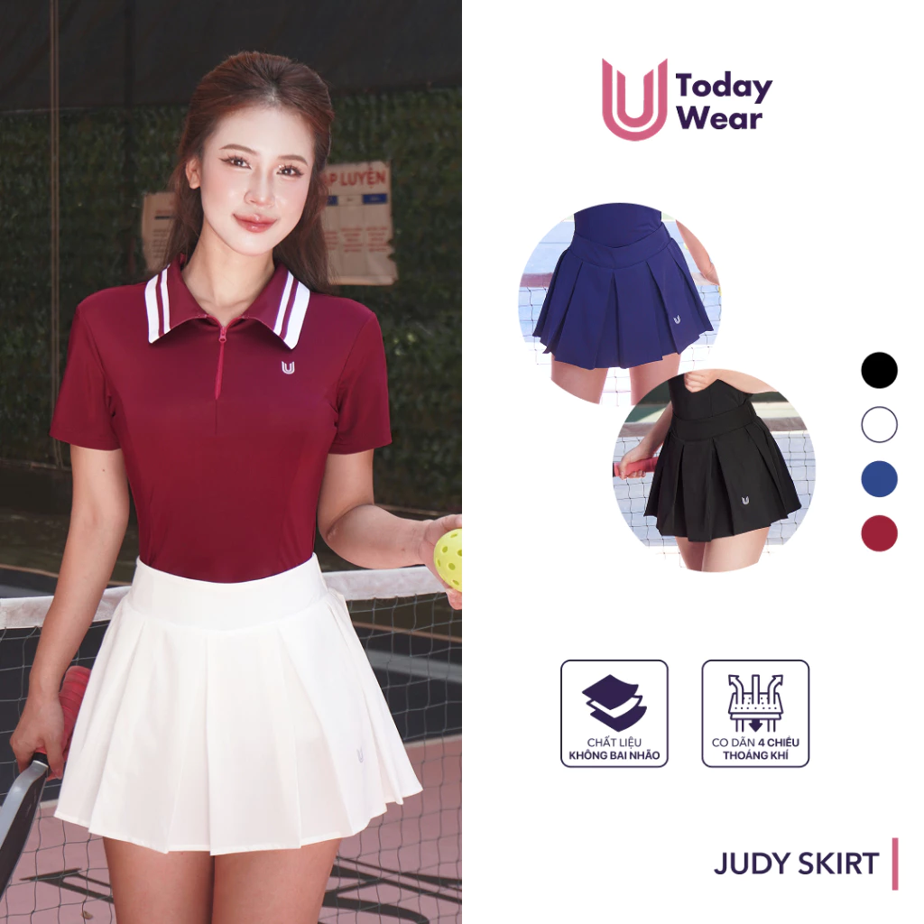Chân váy pickleball tennis Judy Skirt Today U Wear có sẵn quần bảo hộ dáng xếp ly trẻ trung năng động