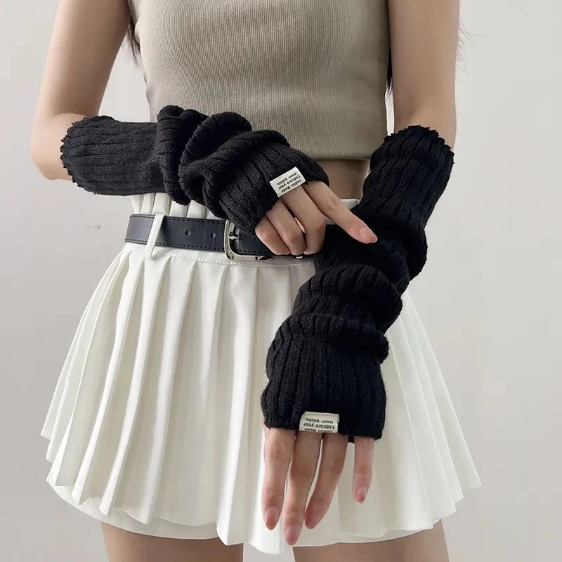 Găng Tay Len Dài Hở Ngón Nữ Phong Cách Hàn Quốc – Bao Tay Giữ Ấm Mùa Đông Thời Trang Ulzzang