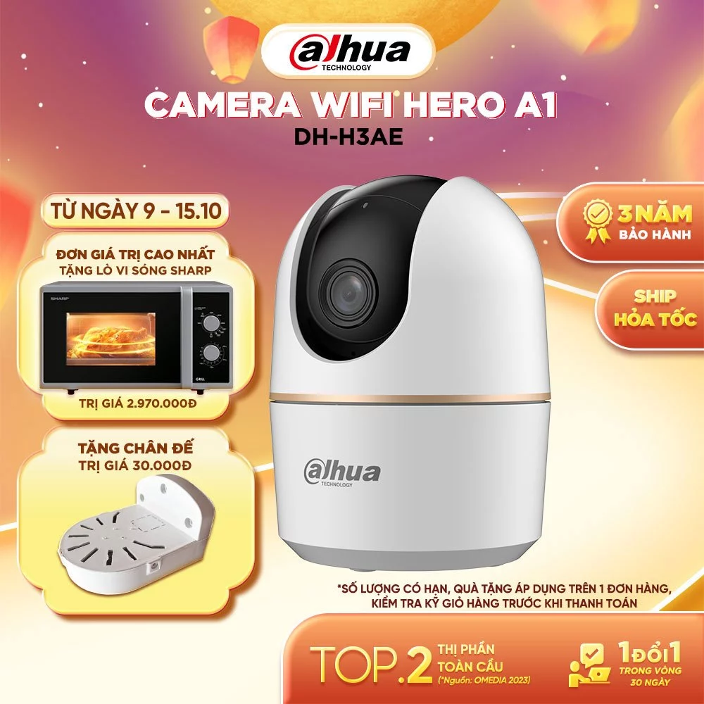 Camera Wifi Dahua Hero A1 3MP/5MP,Xoay 360 trong nhà, Đàm thoại 2 chiều ,Theo dõi chuyển động H3AE/H5AE