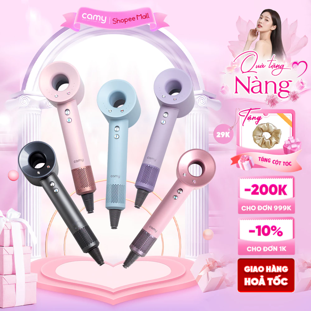 Máy sấy tóc ion âm Camy Air Power 2 chiều tạo kiểu bảo vệ tóc, tốc độ cao 1600W bảo hành 12 tháng