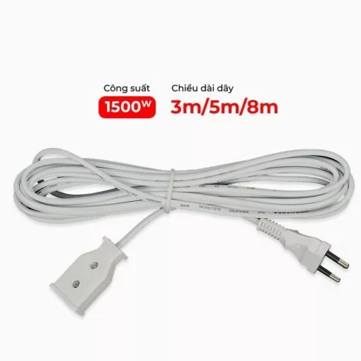 Dây nguồn liền phích cắm - Phích cắm liền dây HJD 6A 1500W  – Màu xám (Honjianda)