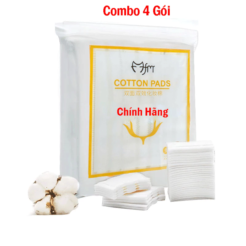 [Combo 4 gói] Bông tẩy trang 3 lớp Cotton Pads 222 miếng mềm mịn