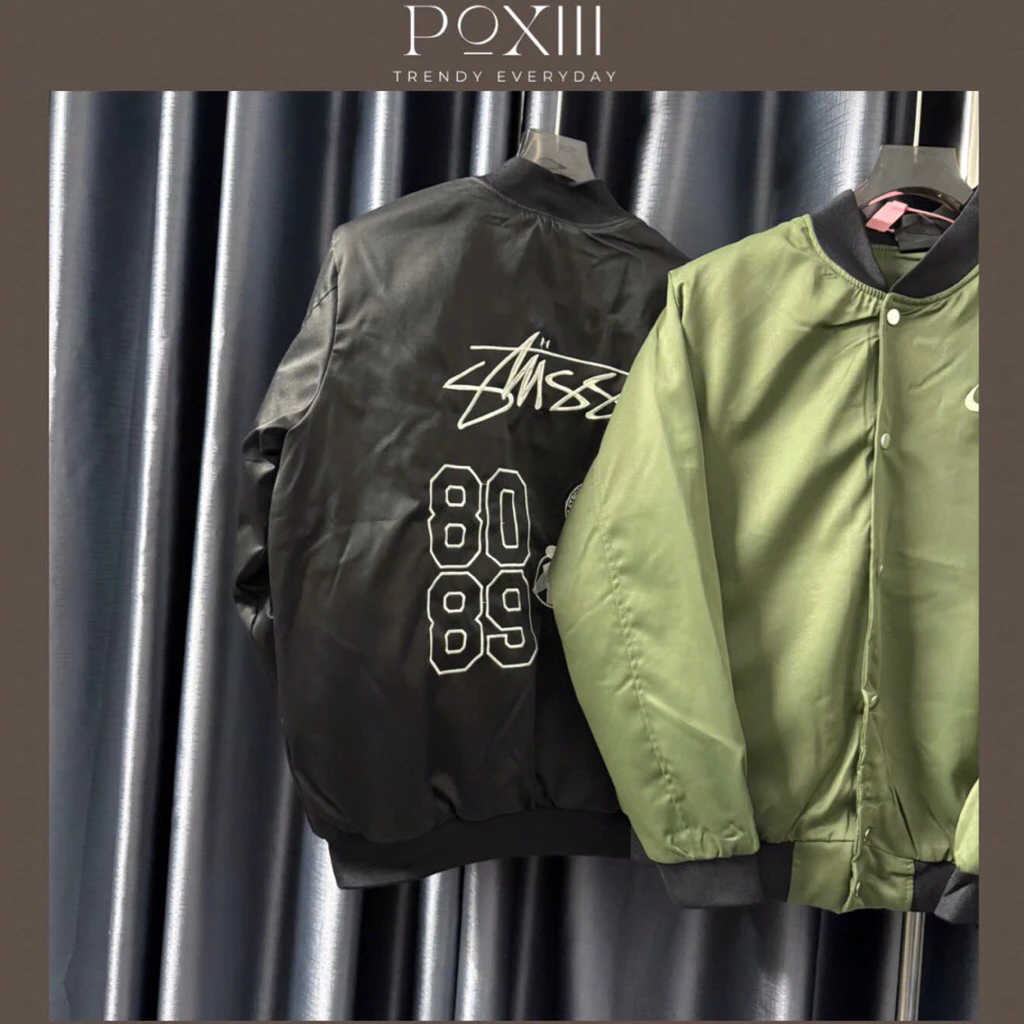 Áo Khoác Bomber 8089 Trần Phao Cam Full Thêu Hai Mặt Form Chuẩn SC - Áo Khoác Nam Nữ 3 Lớp Gió Lì Dày Dặn