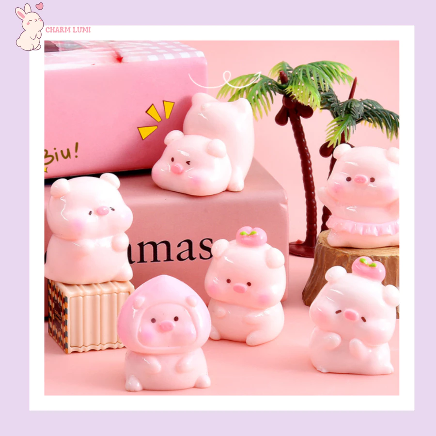 🐷Charm Heo Hồng Má Đào – Phụ Kiện Decor DIY, Trang Trí Tiểu Cảnh, Ốp Lưng, Hộp Bút, Slime,...