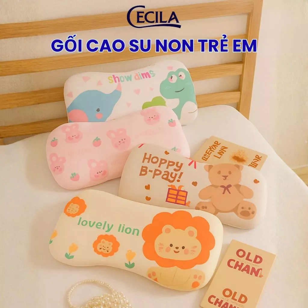 Gối ngủ chống bẹp đầu cho bé 0- 3 tuổiCecila chất liệu cao su non chống đổ mồ hôi, tạo giấc ngủ ngon cho bé