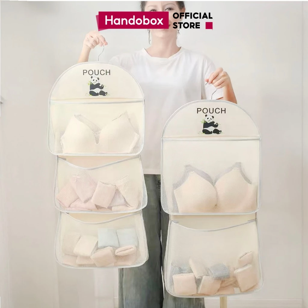 Túi Lưới Treo Đồ Lót Tất Vớ 3 Tầng Đa Năng Handobox Giỏ Đựng Đồ Cá Nhân Treo Tường Tủ Quần Áo