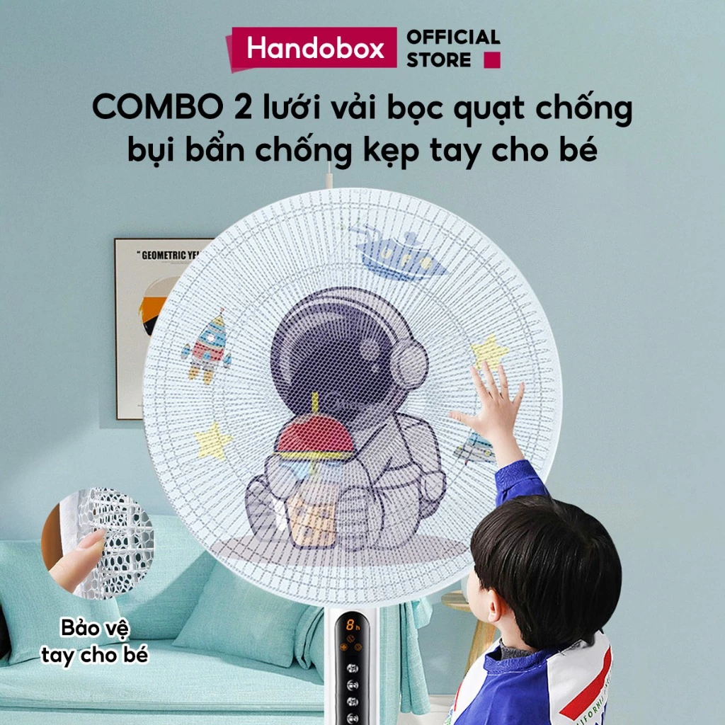 COMBO Lưới Bọc Quạt Chống Kẹp Tay An Toàn Cho Bé Handobox Bọc Lồng Quạt Chống Bụi Bẩn Côn Trùng