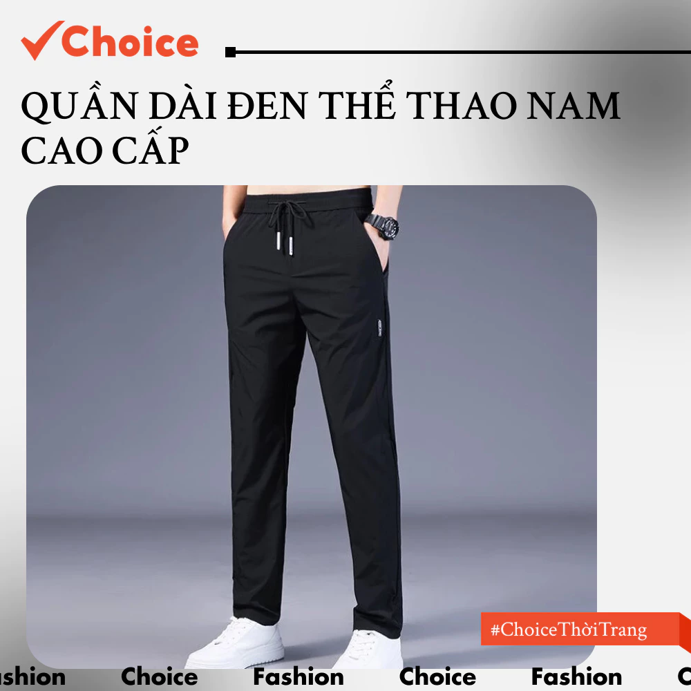 Quần Dài Đen Thể Thao Nam Cao Cấp Choice FS1-2213-1178 Hàng Chuẩn Chất Kaki Đứng Dáng, Cho 80-95kg