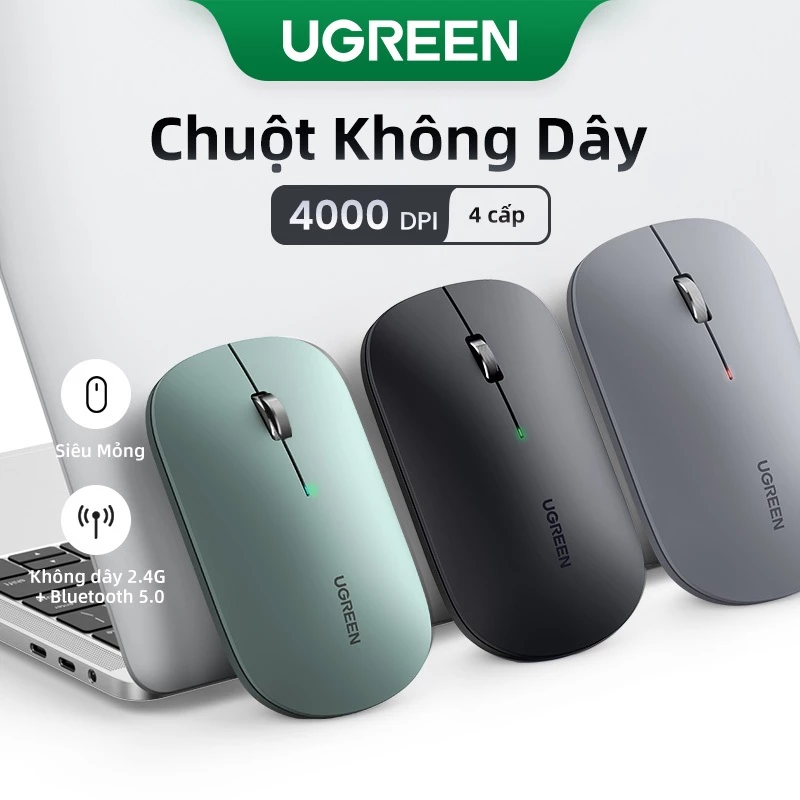 【BT5.0+2.4G】UGREEN Chuột Không Dây Im Lặng Bluetooth 2.4G Không Dây 5.0 Ghz Model Kép|Theo Dõi Quang Học 4000 DPI