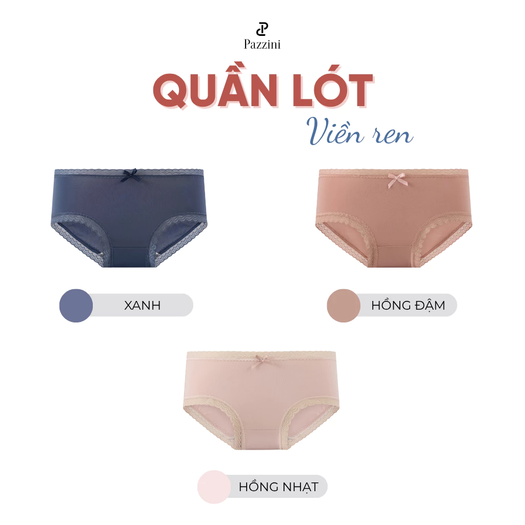 Combo 5 quần lót nữ viền ren Pazzini freesize co giãn thoải mái, mềm mại, ông dáng nhẹ nhàng - WU006