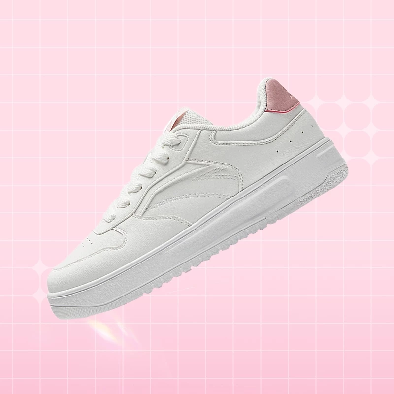 Anta Giày sneaker thể thao siêu nhẹ dành cho nữ, Giày thời trang full trắng 1225C8015