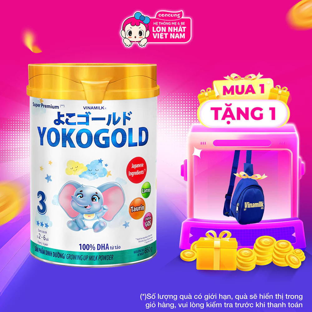Sữa Vinamilk Yoko Gold 3 cho bé từ 2-6 tuổi 850g - Con Cưng