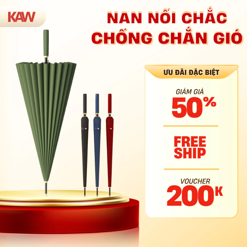 Ô Dù Siêu To KAW 24 Nan Loại Tốt Kiểu Dáng Đẹp Vải Chống Thấm Nước Chống Tia UV