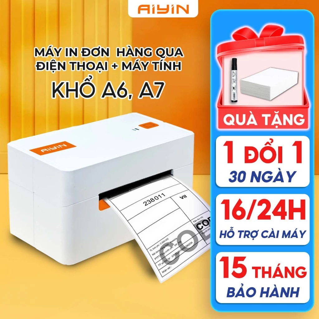 Máy In Nhiệt AYIN In Khổ A6,A7 In Đơn Hàng Từ Điện Thoại, In Đơn Sàn TMĐT, Minicode,Logo BH 15 Tháng