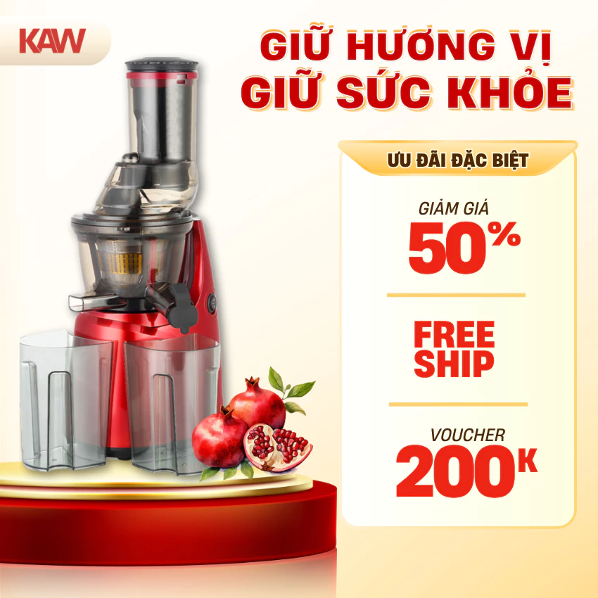 Máy ép chậm trái cây Hoa Quả KAW Công Suất mạnh 250W Công nghệ ép lạnh giữ nguyên dưỡng chất Vitamin