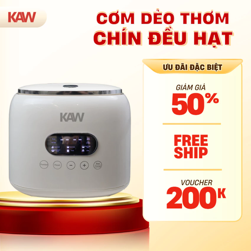 Nồi cơm điện tử đa năng KAW 1.2L chống dính chất lượng cao, Bảng nút cảm ứng nhiều chức năng