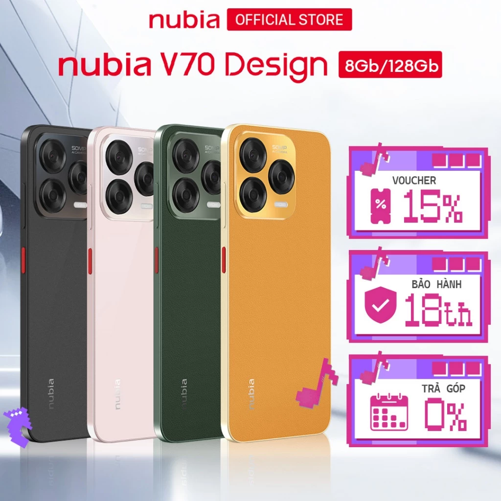 Điện thoại Nubia V70 Design 16(8+8)GB/128GB I Pin 5000mAh I Camera 50mp I 6.7\" 120Hz I Hỗ trợ NFC