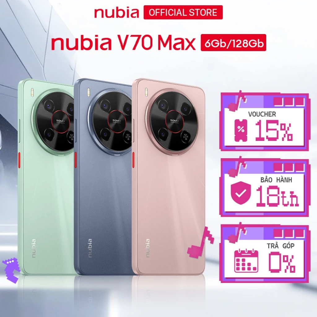 Điện thoại Nubia V70 Max 12(6+6)GB/128GB I Pin 6000mAh I 6.9\"120Hz I Chống rơi vỡ*
