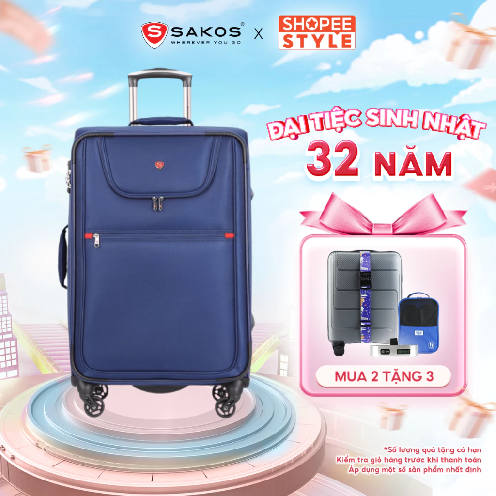 Vali Kéo Vải Du Lịch SAKOS WINNER 6 - Size M (24inch)/ Ký Gửi (Trung) - Khóa TSA - Chống Thấm, Trượt Nước