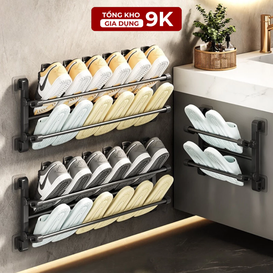 Kệ Để Giày Dép Gắn Tường Đa Năng Gập Gọn Kệ Không Cần Khoan Đục Dán Tường Chắc Chắn, Tiết Kiệm DiệnTi