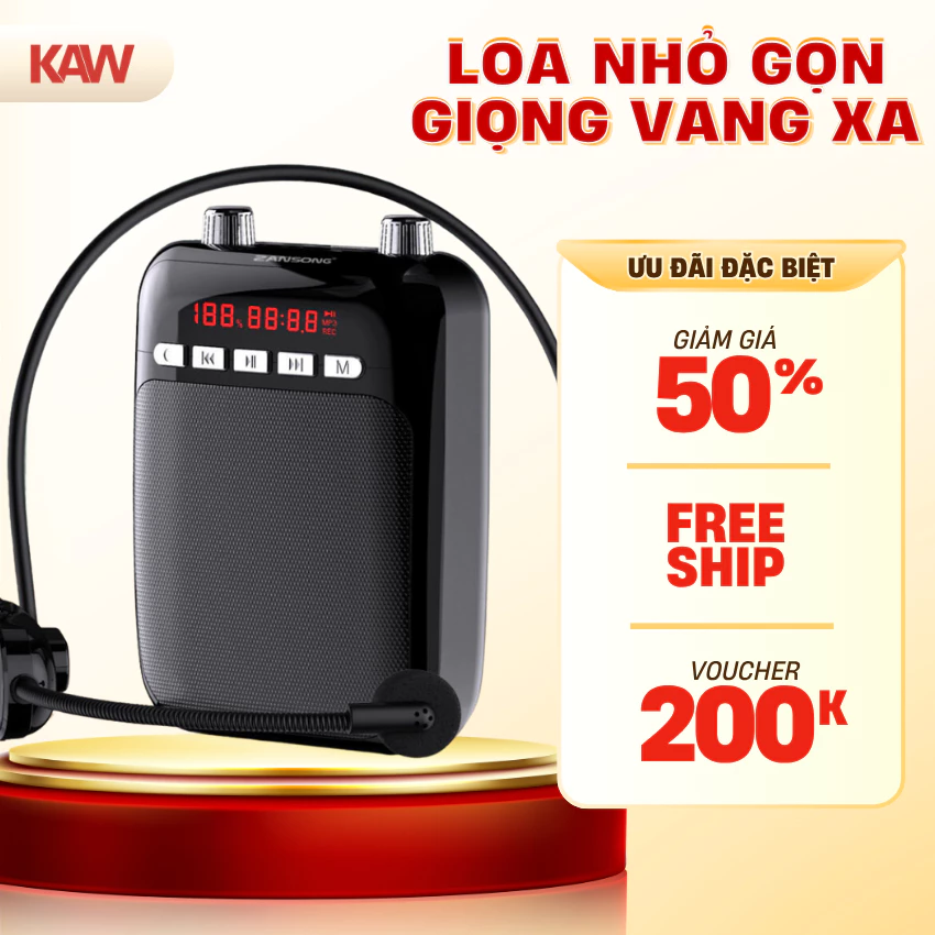 Máy trợ giảng Zansong M70, M80, M90 kèm mic cài đầu không dây - hỗ trợ bảo hành