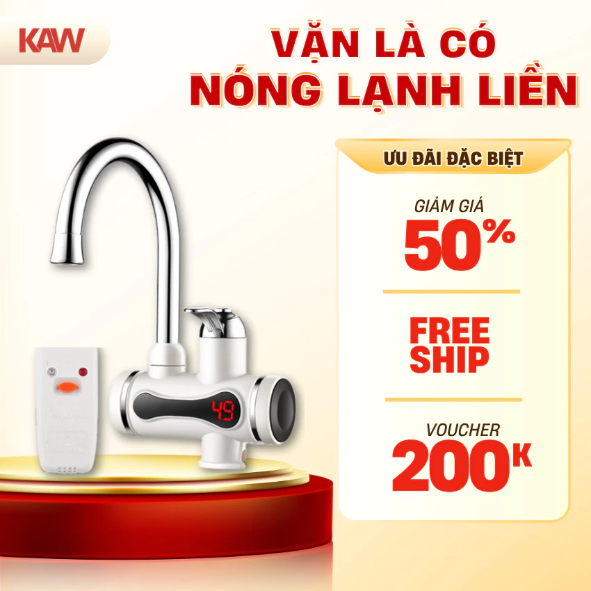 Máy nước nóng lạnh trực tiếp tại vòi Kaw, vòi đứng/ vòi ngang dễ dàng lắp đặt
