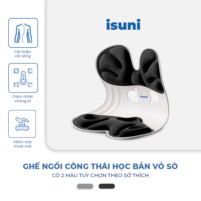 Ghế Công Thái Học ISUNI SEASHELL Chống Gù Lưng Giúp Ngồi Thẳng Lưng Chống Vẹo Cột Sống Cho Người Dưới 55kg